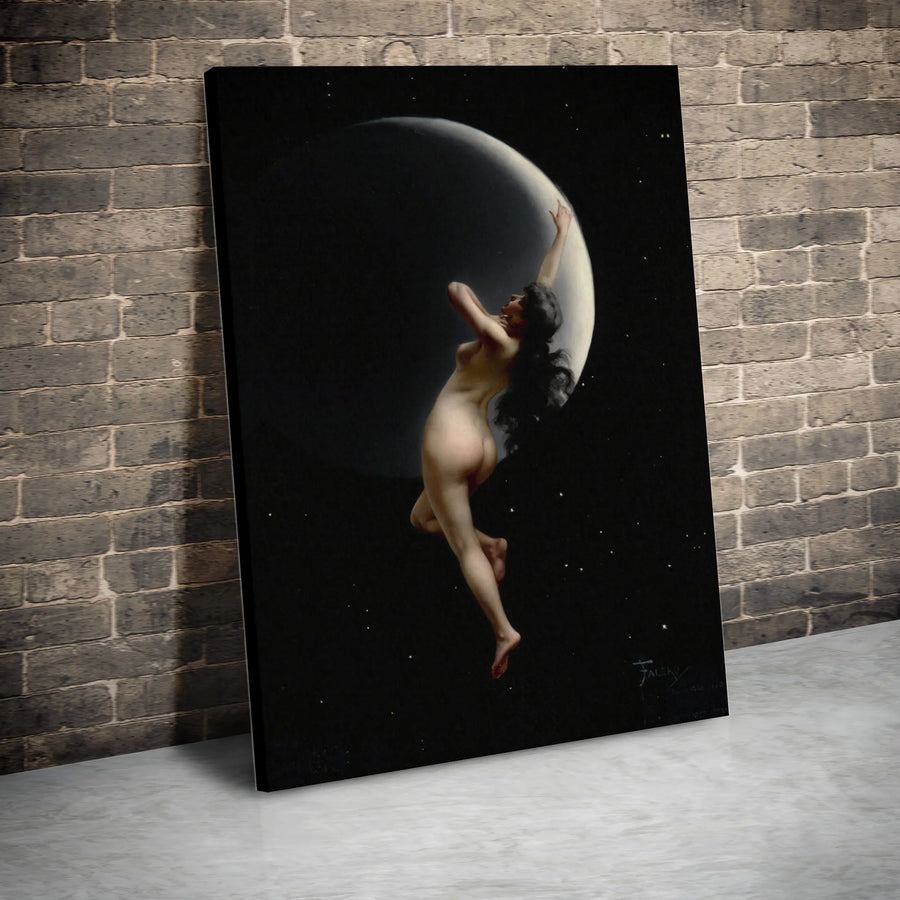 Luis Ricardo Falero The Moon Canvas Print | Fine Art Nude Astronomy Wall Art | Premium Gallery-Wrapped 1.25" Profile | Classical Masterpiece Home Decor