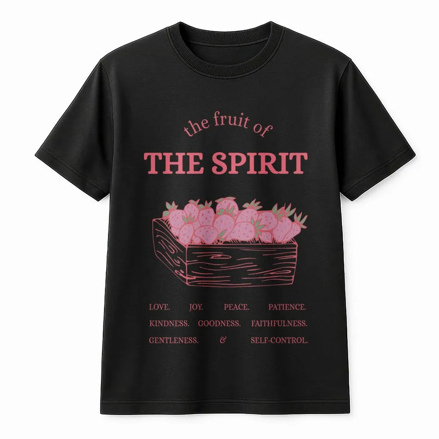 Fruit Of The Spirit T-Shirt | Strawberry Basket Graphic | 100% Cotton Premium Tee | Christian Faith Apparel Gift For Women And Men