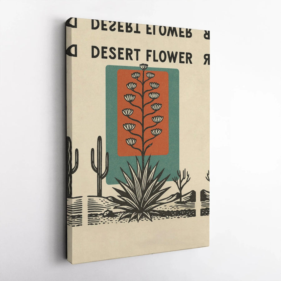 Desert Flower Canvas Wall Art | Vintage Southwestern Botanical Print | Premium Gallery Wrapped Canvas | Boho Desert Home Decor Gift
