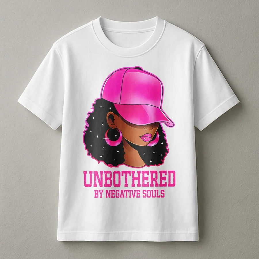 Afro Queen Unbothered T-Shirt | 'By Negative Souls' Graphic | Premium 100% Cotton Tee | Gift for Sassy Black Women