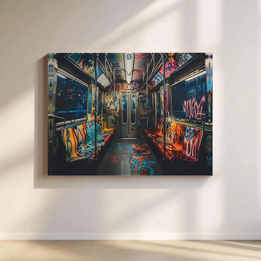 Graffiti Subway Canvas Wall Art | Colorful Urban Street Art Scene | Premium Fade-Resistant Canvas | Modern Home & Office Decor Gift