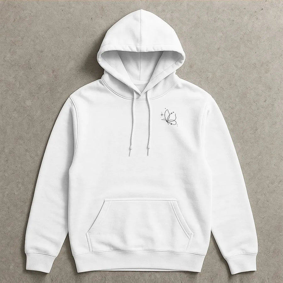 Minimalist Butterfly Hoodie | Delicate Line Art Celestial Design | Premium Cotton Blend | Aesthetic Nature Gift for Her