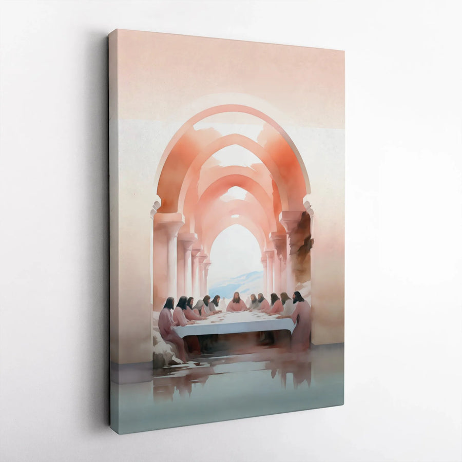 The Last Supper Canvas Wall Art | Modern Watercolor Religious Print | Gallery Wrapped Premium Decor | Christian Gift for Living Room