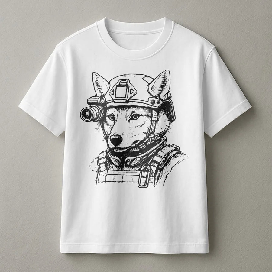 Tactical Coyote T-Shirt | Night Vision Graphic Sketch | Premium Cotton Blend | Gift for Coyote Hunters & Veterans