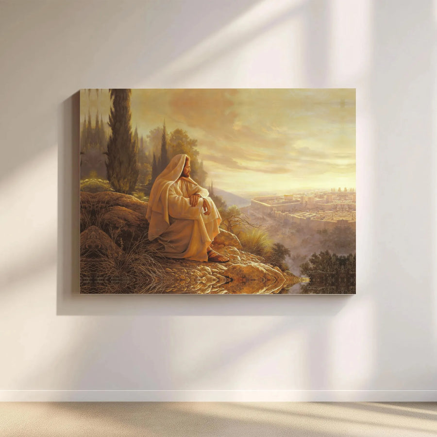 Jesus Christ Wall Art | Jerusalem Sunset Religious Painting | Premium Gallery-Wrapped Canvas | Christian Home Decor Gift