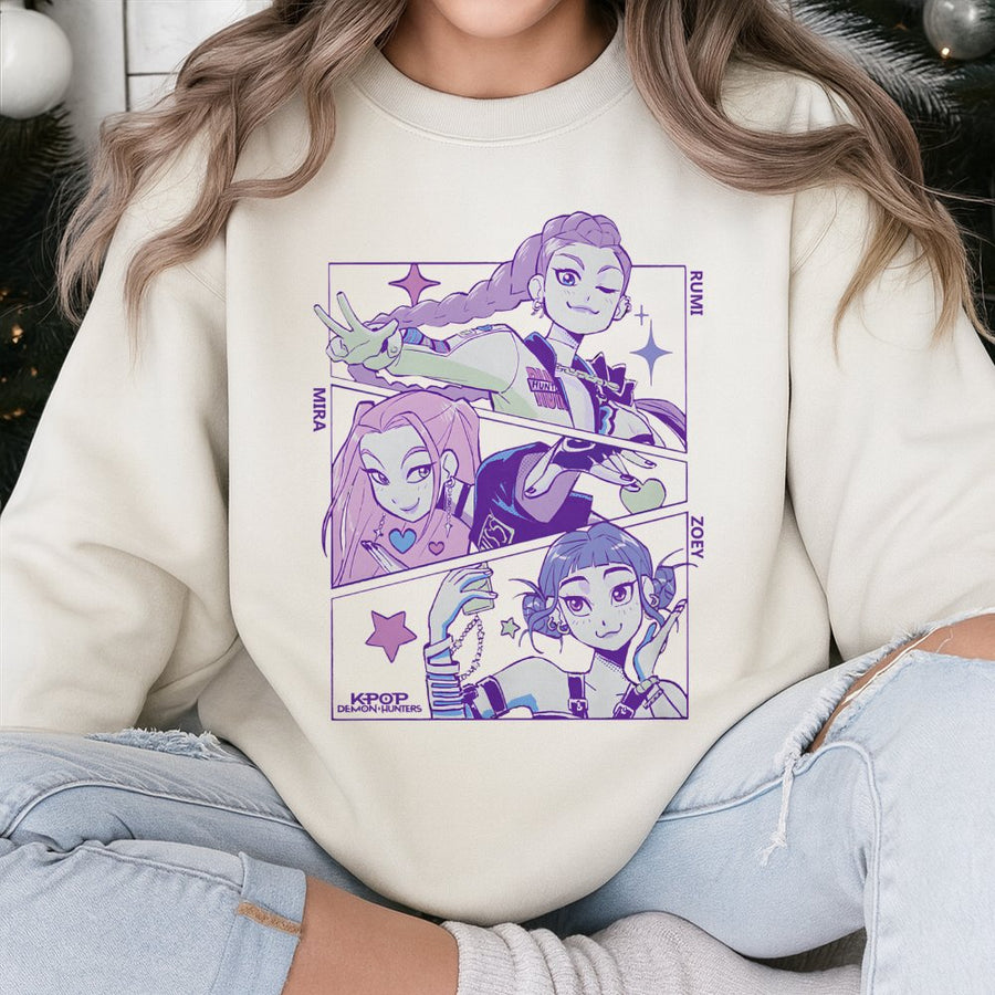 Kpop Demon Hunters Sweatshirt | Anime Style Idol Group Graphic | Premium Cotton Blend | Gift For Kpop Fans And Manga Lovers