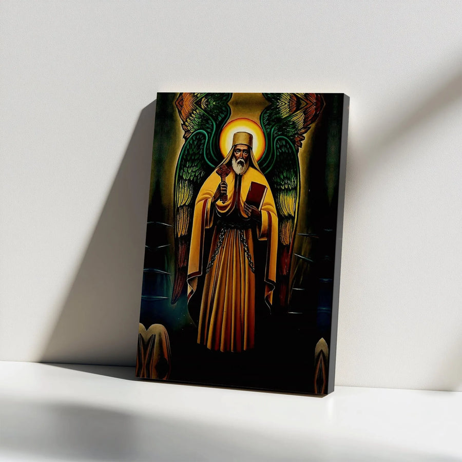Tekle Haymanot Wall Art | Ethiopian Orthodox Christian Icon Print | Premium Gallery Wrap Canvas | Religious Home Decor Gift