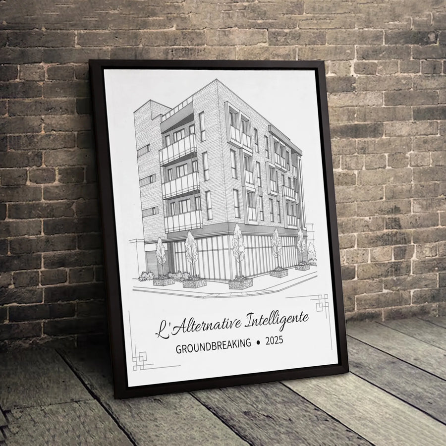 Architectural Building Canvas | Minimalist Blueprint Sketch Art | Premium 1.25-Inch Gallery Wrap | Realtor Closing Gift or Office Decor