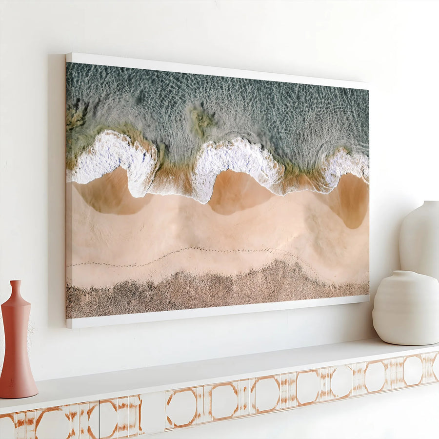 Aerial Beach Canvas Print | Drone Ocean Photography Wall Art | Premium Gallery Wrapped Canvas | Coastal Home Decor Gift
