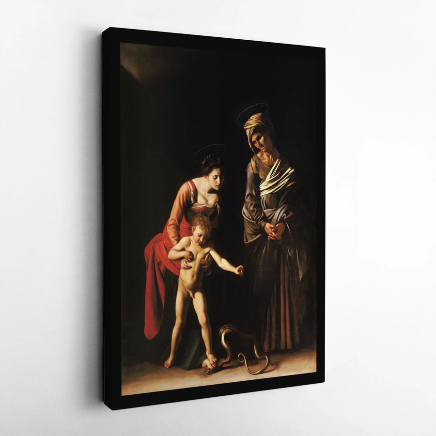 Caravaggio Madonna Canvas Print | Madonna and Child with St Anne Painting | Premium Baroque Art Reproduction | Catholic Home Decor Gift