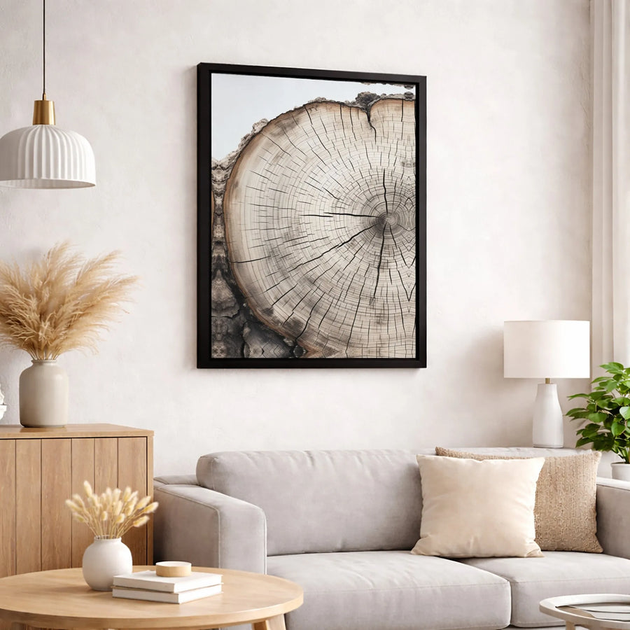 Tree Rings Wall Art | Minimalist Wood Grain Cross Section Canvas | Premium Fade-Resistant Decor | Modern Nature Home Gift