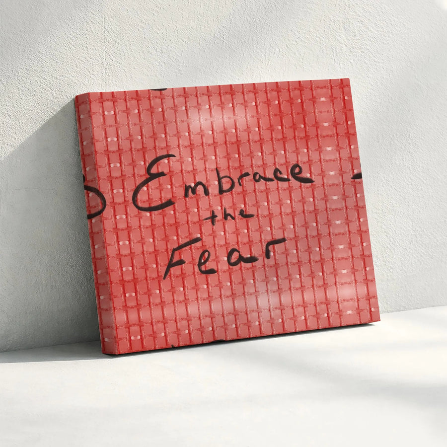Embrace The Fear Wall Art | Modern Handwritten Typography Quote | Premium Gallery Wrapped Canvas | Motivational Home Office Decor Gift