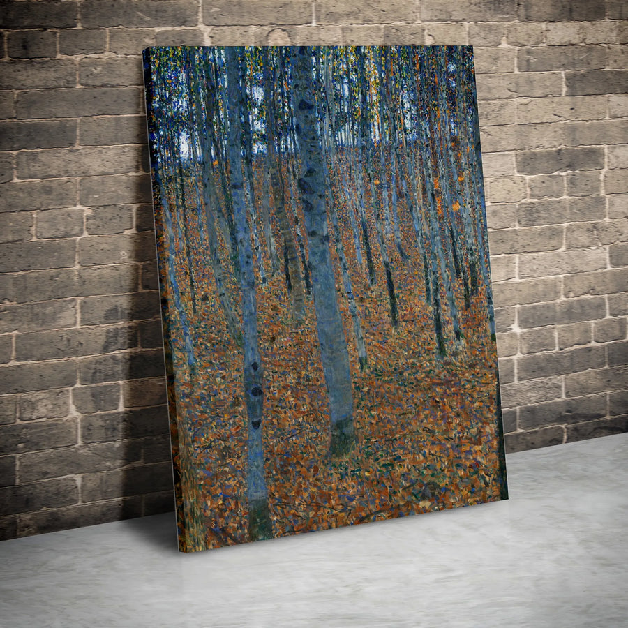 Gustav Klimt Birch Forest Vertical Canvas | Famous Impressionist Painting | Premium Gallery Wrapped Wall Art | Living Room & Office Decor Gift