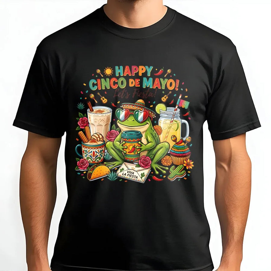 Cinco de Mayo Frog T-Shirt | Funny Fiesta Graphic Sweatshirt | Premium Cotton-Blend | Unisex Mexican Party Celebration Gift
