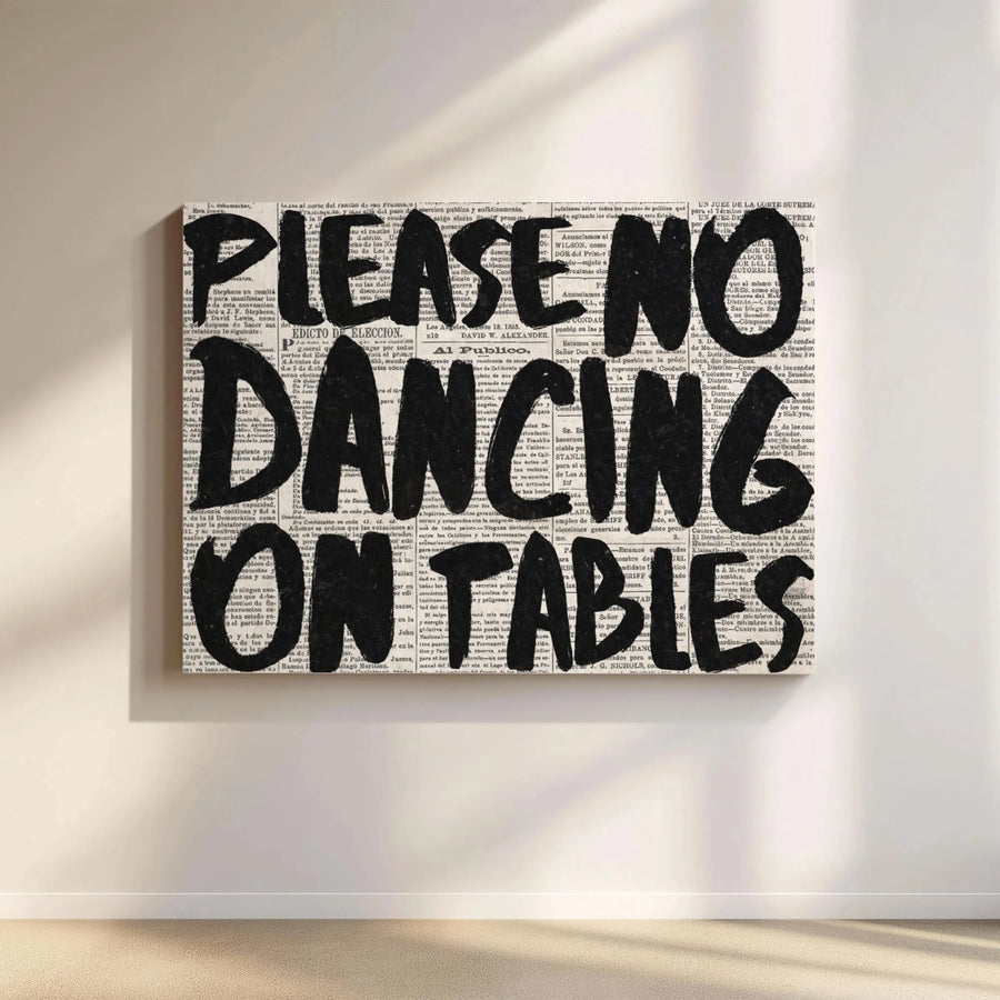 Funny Bar Sign Wall Art | Please No Dancing On Tables Quote | Premium Canvas Print | Modern Home Decor Gift for Housewarming
