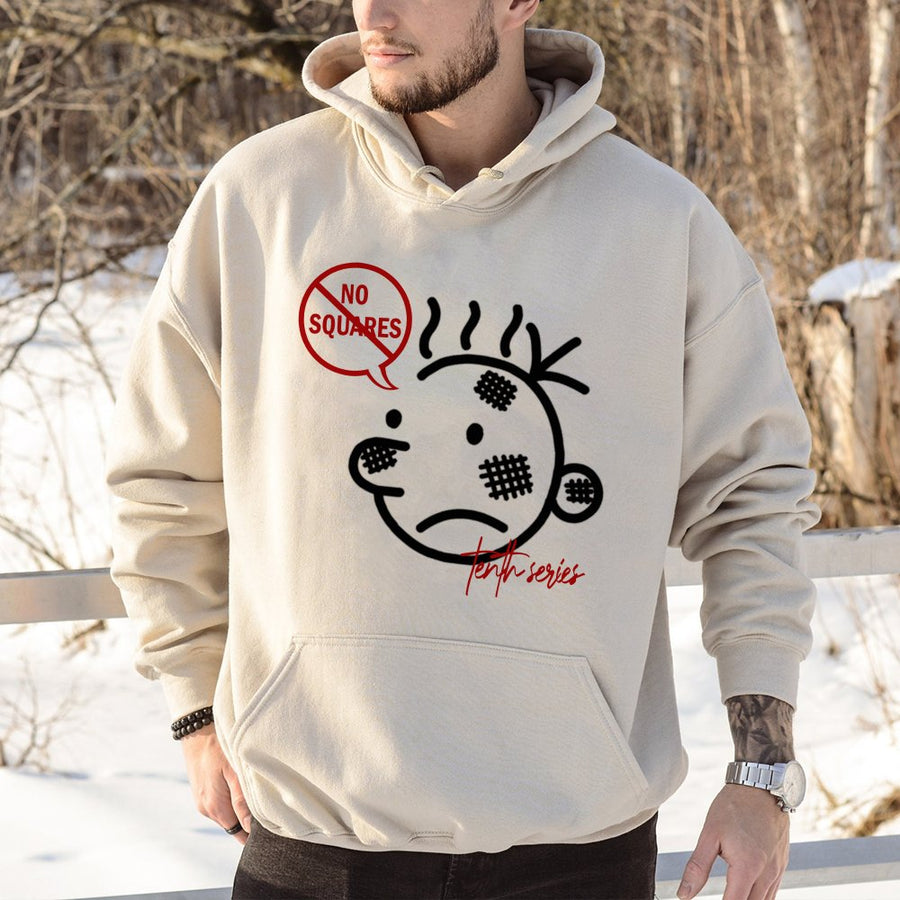 No Squares Graphic Hoodie | Minimalist Sketch Face Design | Cotton-Blend Comfort | Unisex Streetwear Gift for Teens & Adults
