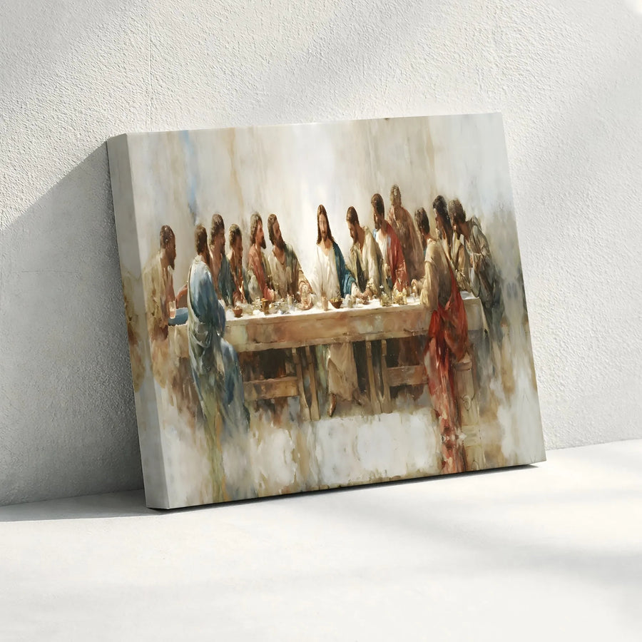 The Last Supper Canvas Wall Art | Modern Christian Painting Print | Premium Gallery Wrapped Canvas | Religious Home Decor Gift