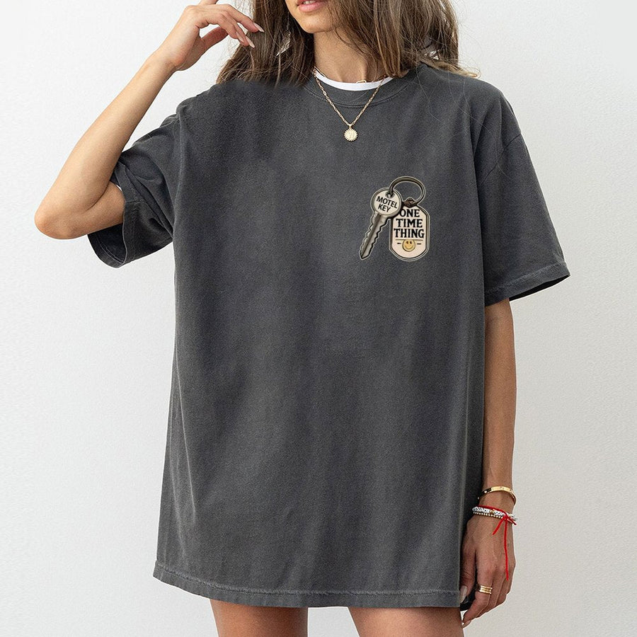 One Time Thing Motel Key T-Shirt | Retro Aesthetic Graphic Print | Premium Soft Cotton Tee | Trendy Unisex Streetwear Gift for Him and Her