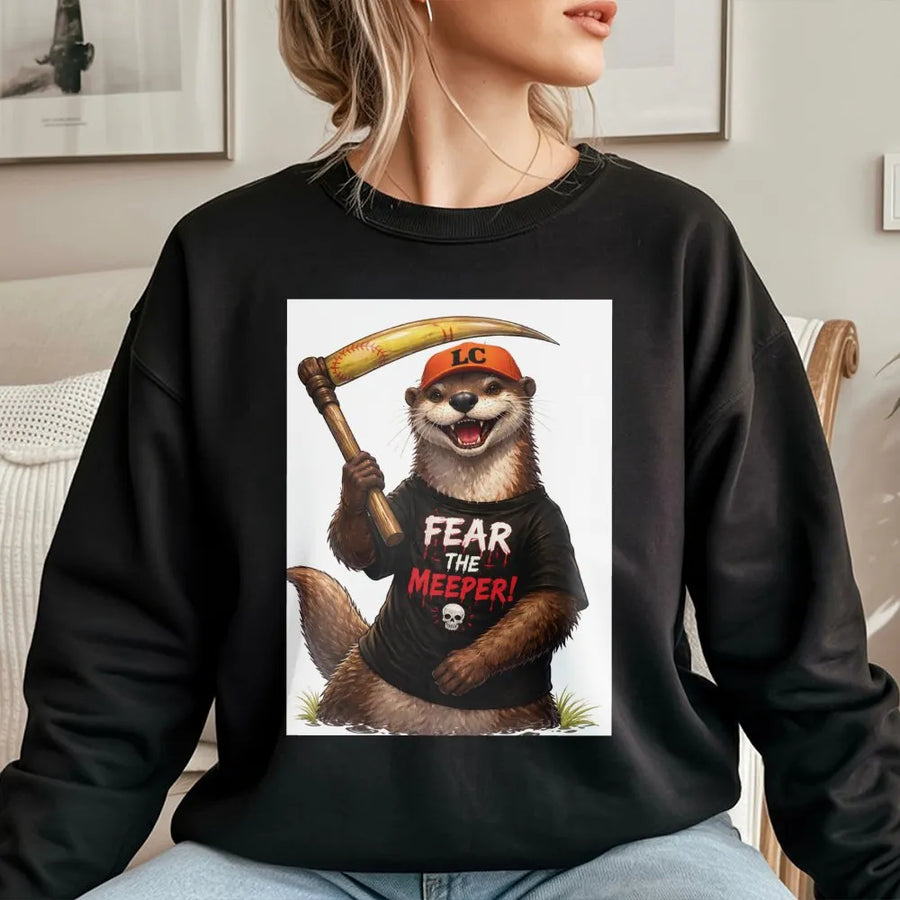 Fear The Meeper Sweatshirt | Funny Otter with Baseball Scythe Graphic | Premium Soft Cotton | Unisex Gift for Baseball Fan