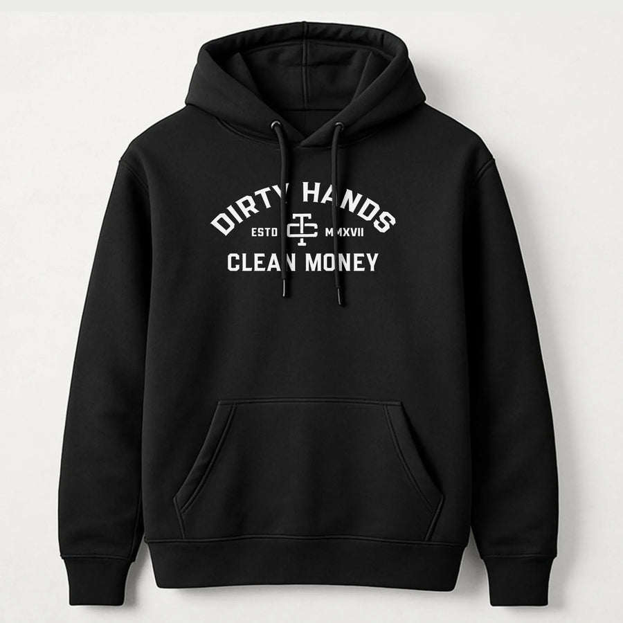 Dirty Hands Clean Money Hoodie | Blue Collar Hustle Graphic Print | Premium Cotton Blend Workwear | Motivational Gift For Men And Women