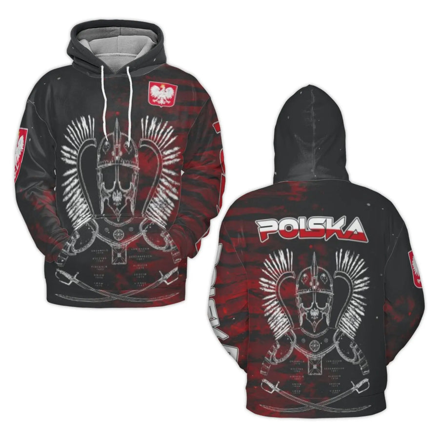 Polish Winged Hussar Hoodie | Historical Poland Eagle Coat of Arms | Premium All-Over Print 3D Sweatshirt | Patriotic Gift for Polish History Lovers