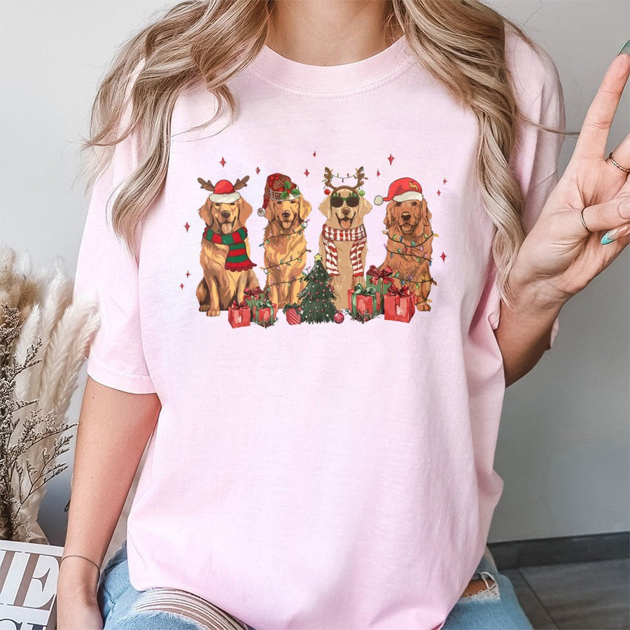 Golden Retriever Christmas T-Shirt | Festive Dog Mom Holiday Graphic | 100% Premium Cotton | Perfect Gift for Dog Lovers and Pet Owners