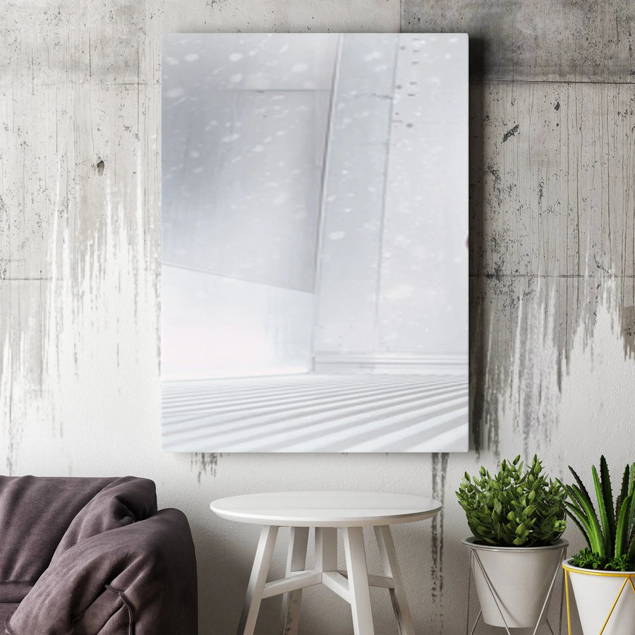 Abstract Football Vertical Canvas | Minimalist Snowy Field Wall Art | Premium 1.25" Thick Gallery Print | Collector's Gift for Man Cave Decor