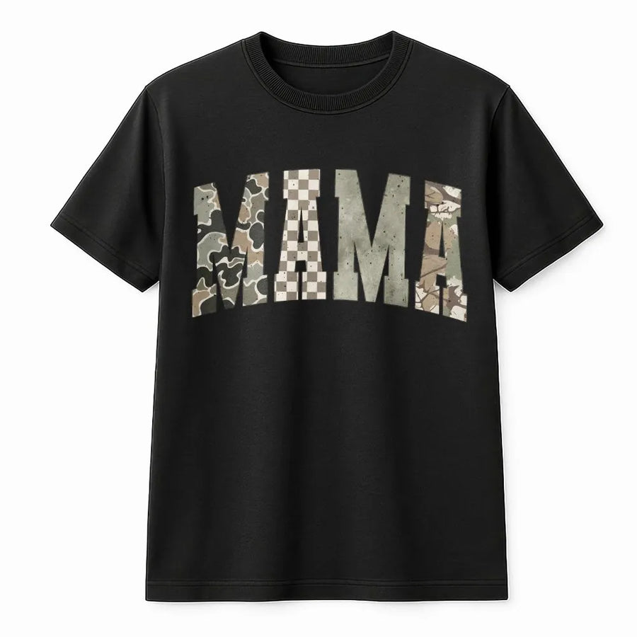 Mama Camo T-Shirt | Western Mixed Camo Print Pullover | Soft Cotton Blend | Gift for Hunting Mom