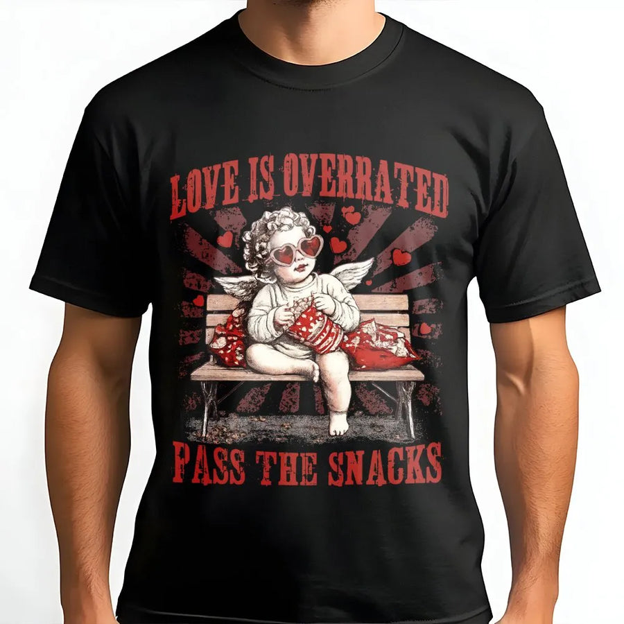 Anti Valentine T-Shirt | Funny Cupid Eating Popcorn Graphic | Premium 100% Cotton Tee | Sarcastic Gift for Singles and Valentine Haters