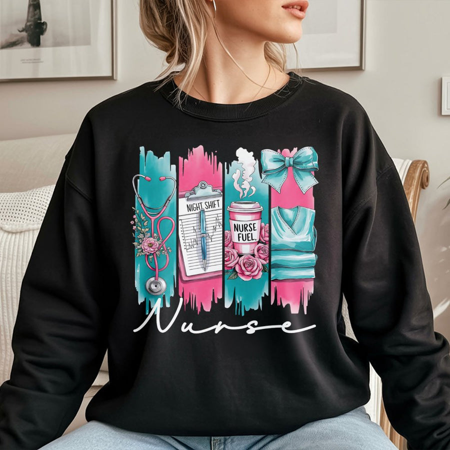 Nurse Sweatshirt | Coquette Floral Stethoscope Design | Premium Cotton Blend | Graduation Gift for Nursing Students and Registered Nurses