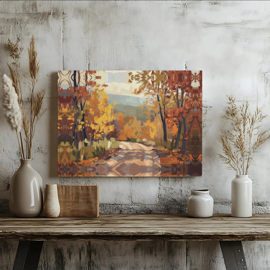 Autumn Forest Path Canvas Print | Impressionist Landscape Wall Art | Gallery Quality 1.25 Inch Wrap | Nature Lover Home Decor Gift
