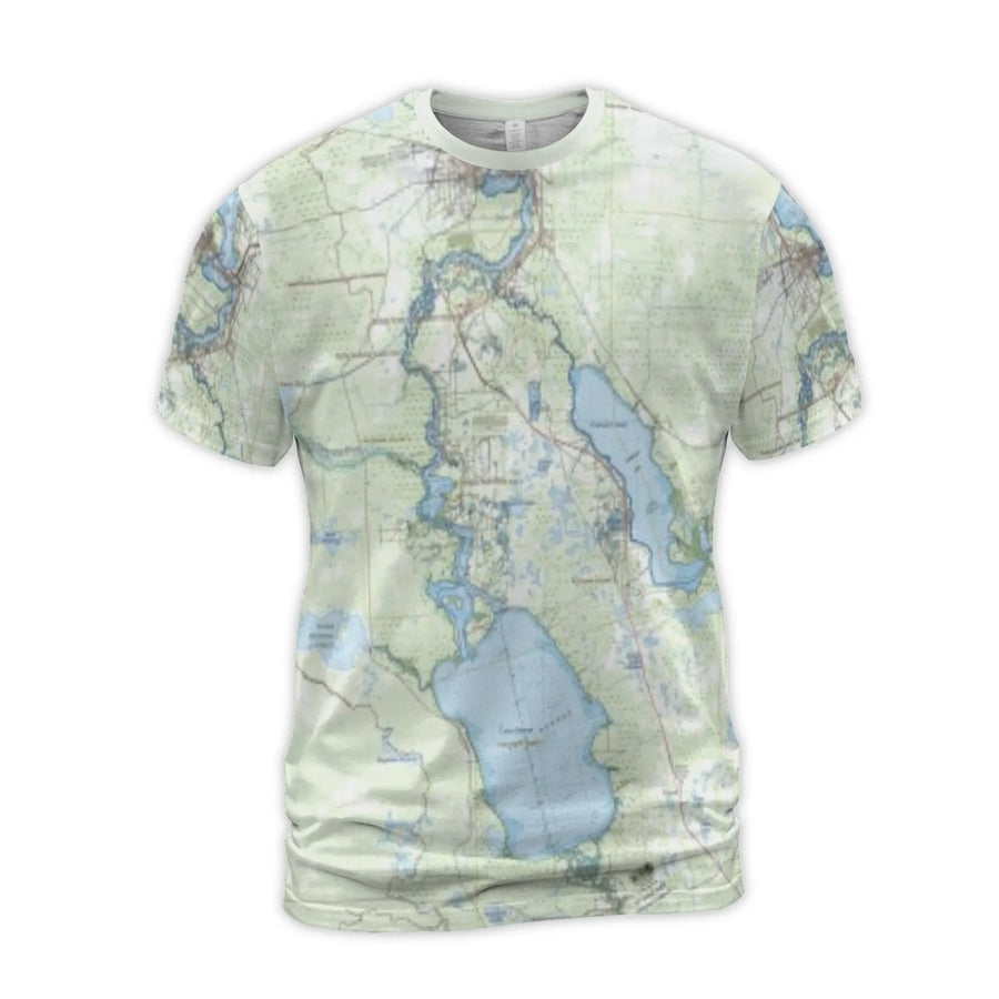 Chernobyl Exclusion Zone Map T-Shirt | All-Over Print Topographic Design | Premium Polyester Jersey | Unique Gift for History Buffs and Urban Explorers