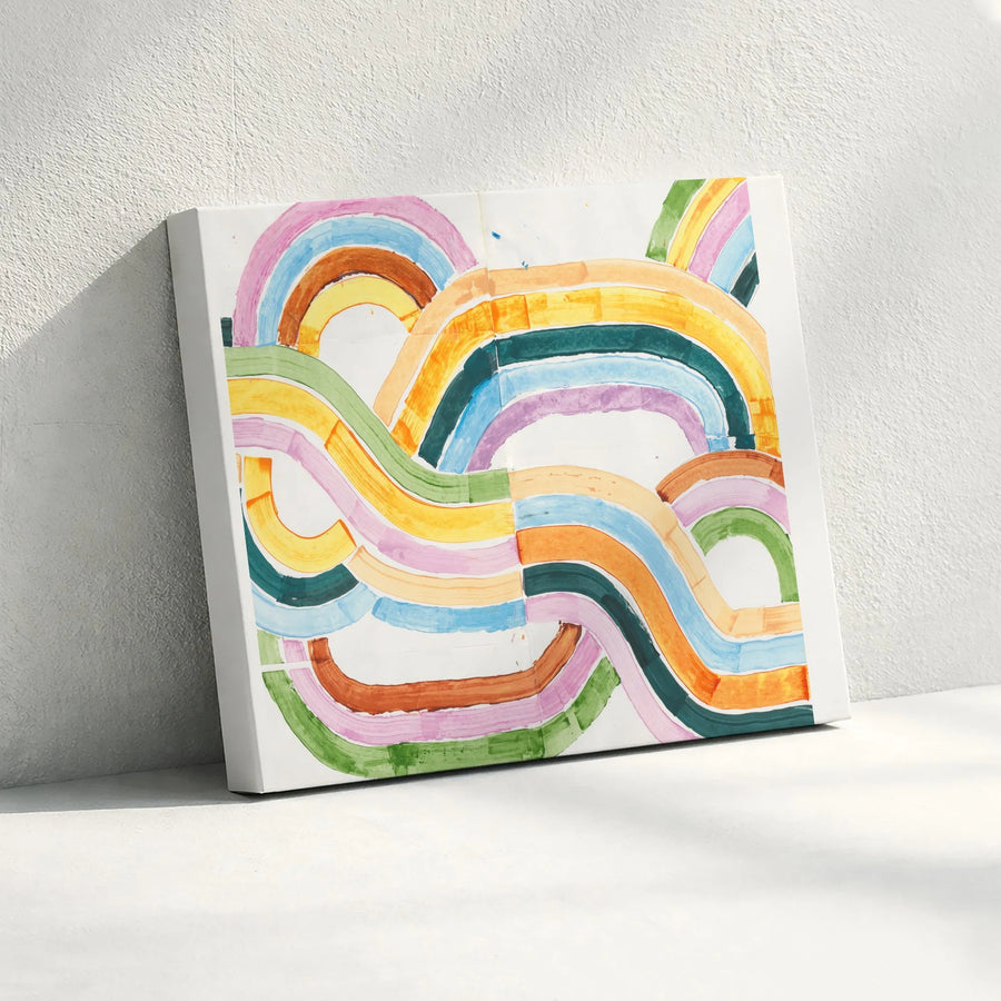 Sun River Abstract Canvas Print | Modern Watercolor Flowing Lines | Premium Gallery Wrap Canvas | Limited Edition Home Decor Gift