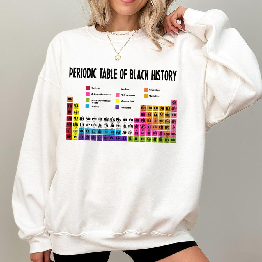 Periodic Table of Black History Sweatshirt | Educational Cultural Heritage Graphic | Premium Cotton Blend | Unisex Gift for History Lovers