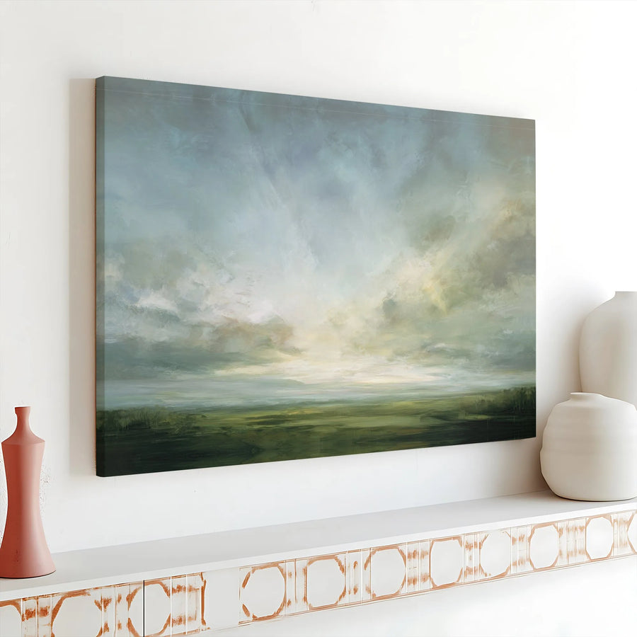 Abstract Landscape Canvas Wall Art | Moody Cloudscape Painting | Premium Gallery Wrapped Print | Modern Farmhouse Living Room Decor