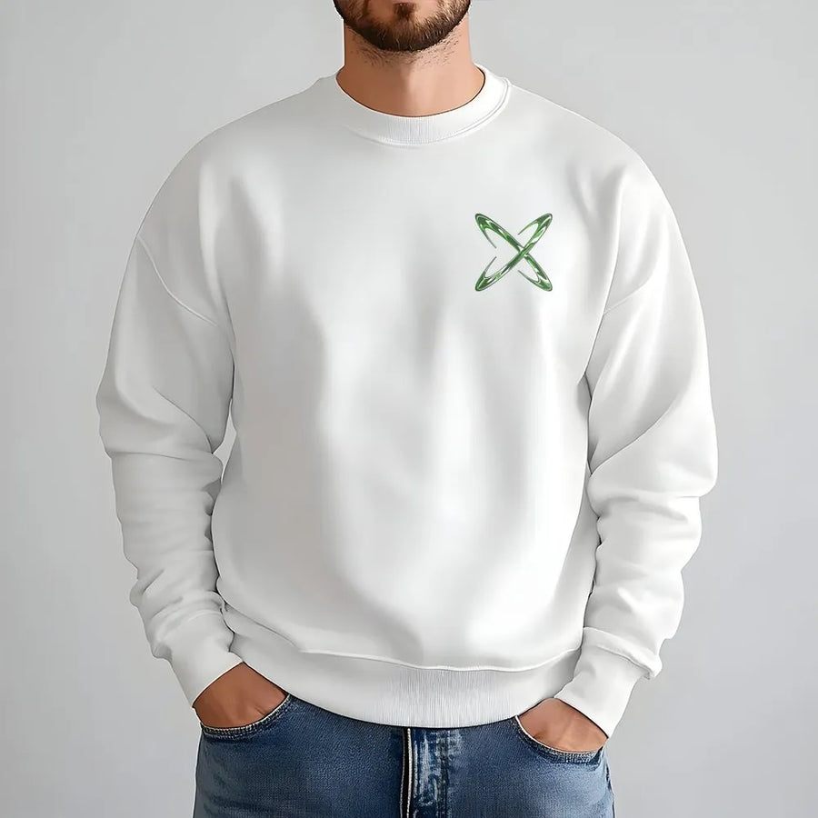 Abstract Logo Sweatshirt | Minimalist Green Orbital Graphic | Premium Cotton Blend Crewneck | Unisex Aesthetic Streetwear Gift