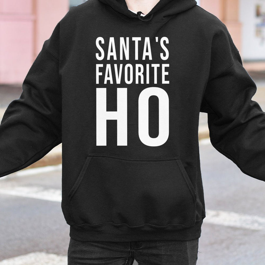 Santa's Favorite Ho Hoodie | Funny Christmas Party Graphic | Soft Cotton Blend Sweatshirt | Adult Holiday Gift for Her