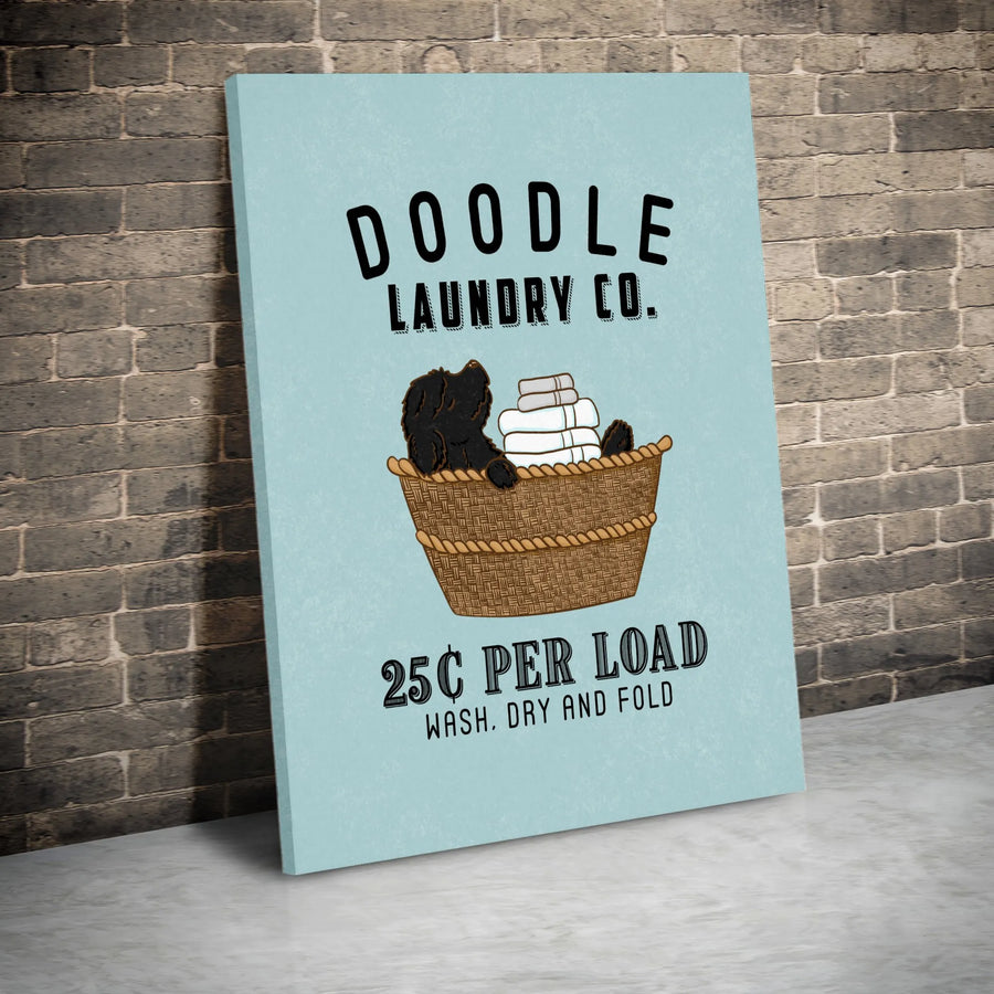 Doodle Dog Laundry Room Canvas Art | Funny Laundry Co. Quote Wall Decor | Gallery-Wrapped Premium Canvas | Cute Gift for Dog Lovers