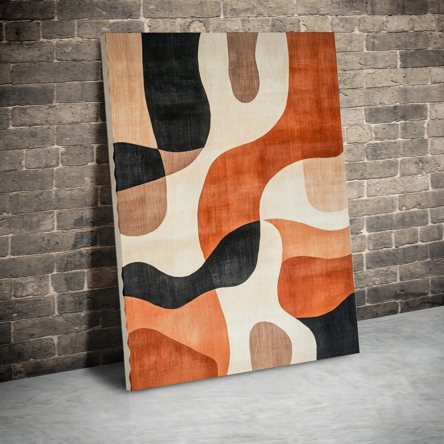 Abstract Canvas Wall Art | Mid Century Modern Organic Shapes | Premium Fade-Resistant Gallery Wrap | Earth Tone Decor for Living Room Office