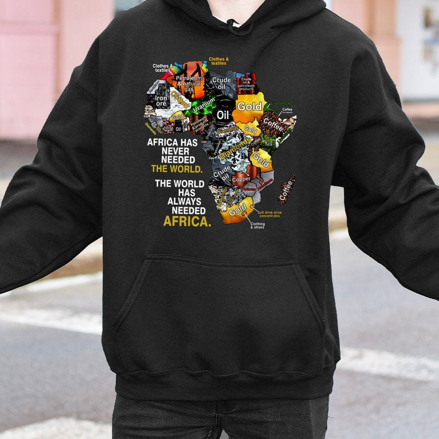 Africa Map Resources Hoodie | Pan-African Proud Quote Design | Soft Cotton-Poly Blend | Premium Gift for Black History Month & Cultural Pride