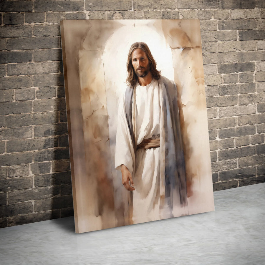 Jesus Christ Canvas Wall Art | Watercolor Portrait of Jesus | Premium Gallery-Style Canvas | Christian Home Decor Spiritual Gift