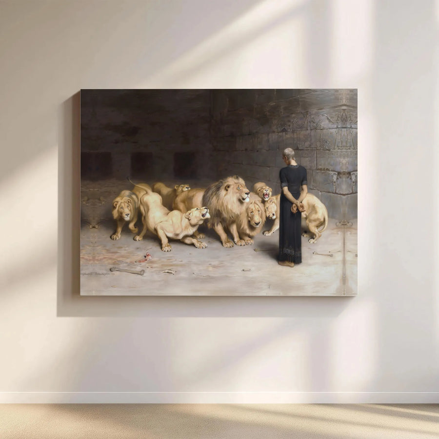 Daniel in the Lions' Den Canvas Print | Classic Biblical Oil Painting | Premium Gallery Wrap Wall Art | Inspirational Religious Home Decor Gift