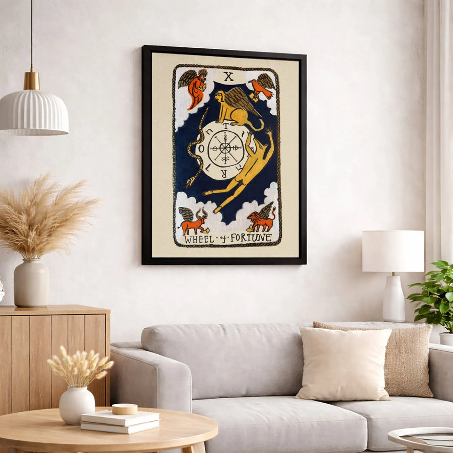 Wheel Of Fortune Tarot Card Canvas Art | Major Arcana Occult Wall Decor | Premium Fade-Resistant Print | Spiritual Gift for Mystic Lovers