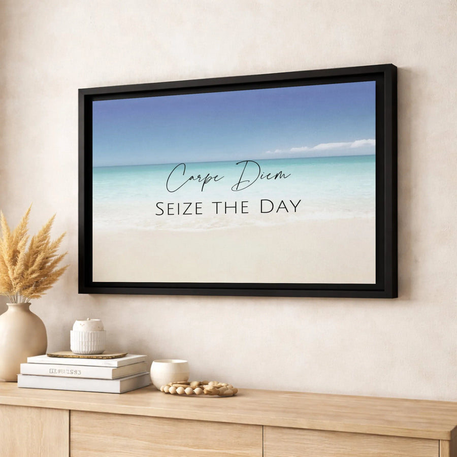 Carpe Diem Beach Canvas Wall Art | Seize The Day Coastal Quote Print | 1.25-Inch Gallery Wrap | Premium Inspirational Home Decor