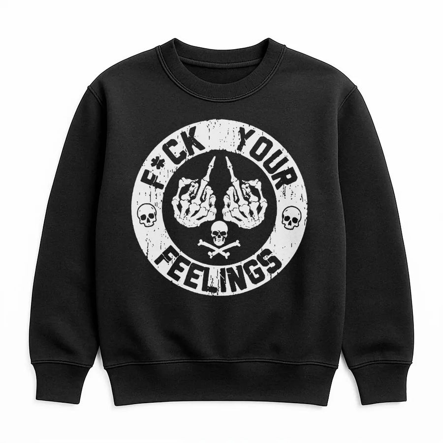 Skull Skeleton Hand Sweatshirt | Edgy Middle Finger Graphic | Premium Cotton Blend | Unisex Sarcastic Streetwear Gift for Men and Women