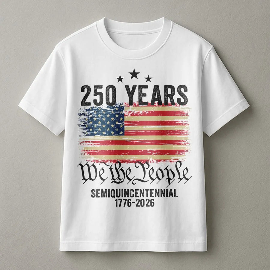 America 250th Anniversary T-Shirt | We The People Distressed USA Flag | Premium Cotton Blend Sweatshirt | Patriotic Gift 1776-2026