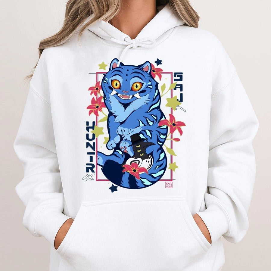 Anime Tiger Hoodie | Cute Kawaii Graphic Streetwear | Soft Cotton-Blend Pullover | Unique Otaku Gift for Men & Women