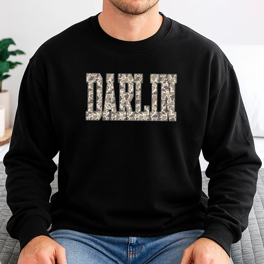 Darlin Camo Sweatshirt | Rustic Western Country Graphic | Cotton Blend Premium Crewneck | Gift for Cowgirls and Southern Style Lovers