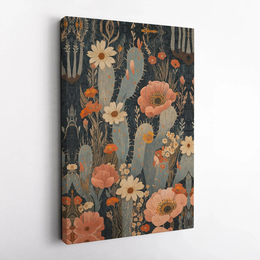 Boho Cactus Wall Art | Desert Wildflower Canvas Print | Gallery-Quality 1.25 Inch Profile | Modern Home Decor Gift