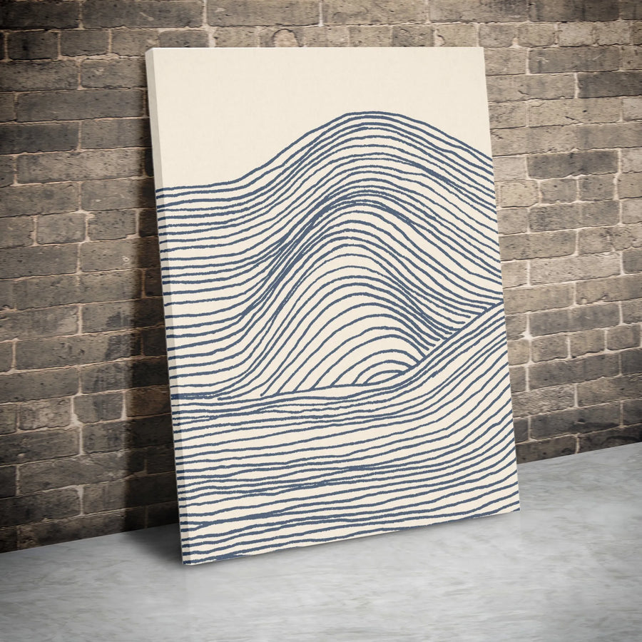 Minimalist Wave Line Art Vertical Canvas | Abstract Rolling Ocean Design | Premium 1.25" Thick Gallery Wrap | Modern Japandi Home Decor Gift